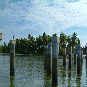 Gemendhoo Is. Dhaalu Atoll Collapsed Landing Bridge