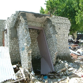 TVilufushi Is., Thaa Atoll Debris of Front Door